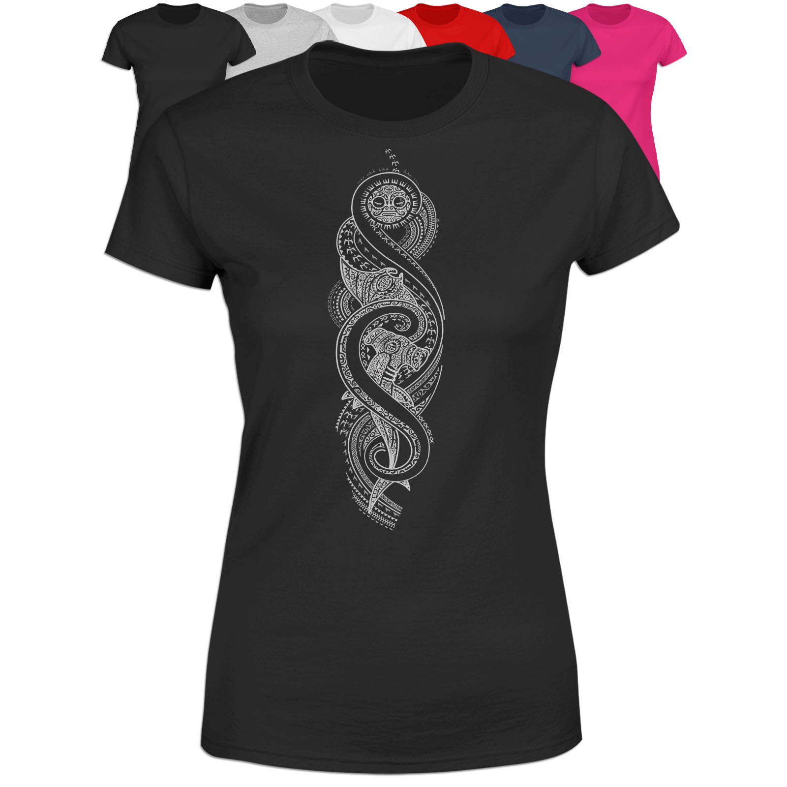 T-Shirt Tattoo Damen Tribal Taucher Maori Scuba Diver Sonne Hai Polynesia