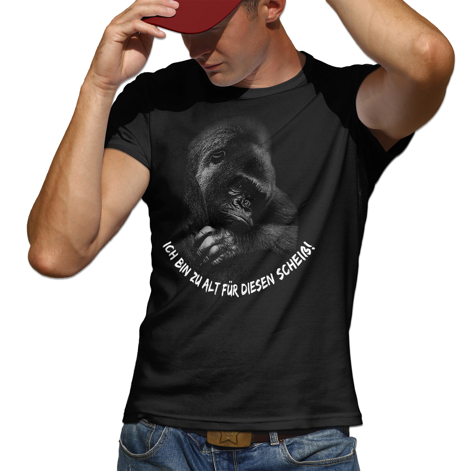 Gorilla T-Shirt Ich Bin Zu Alt Für Diesen Scheiß Spruch Lustig Fun Shirt