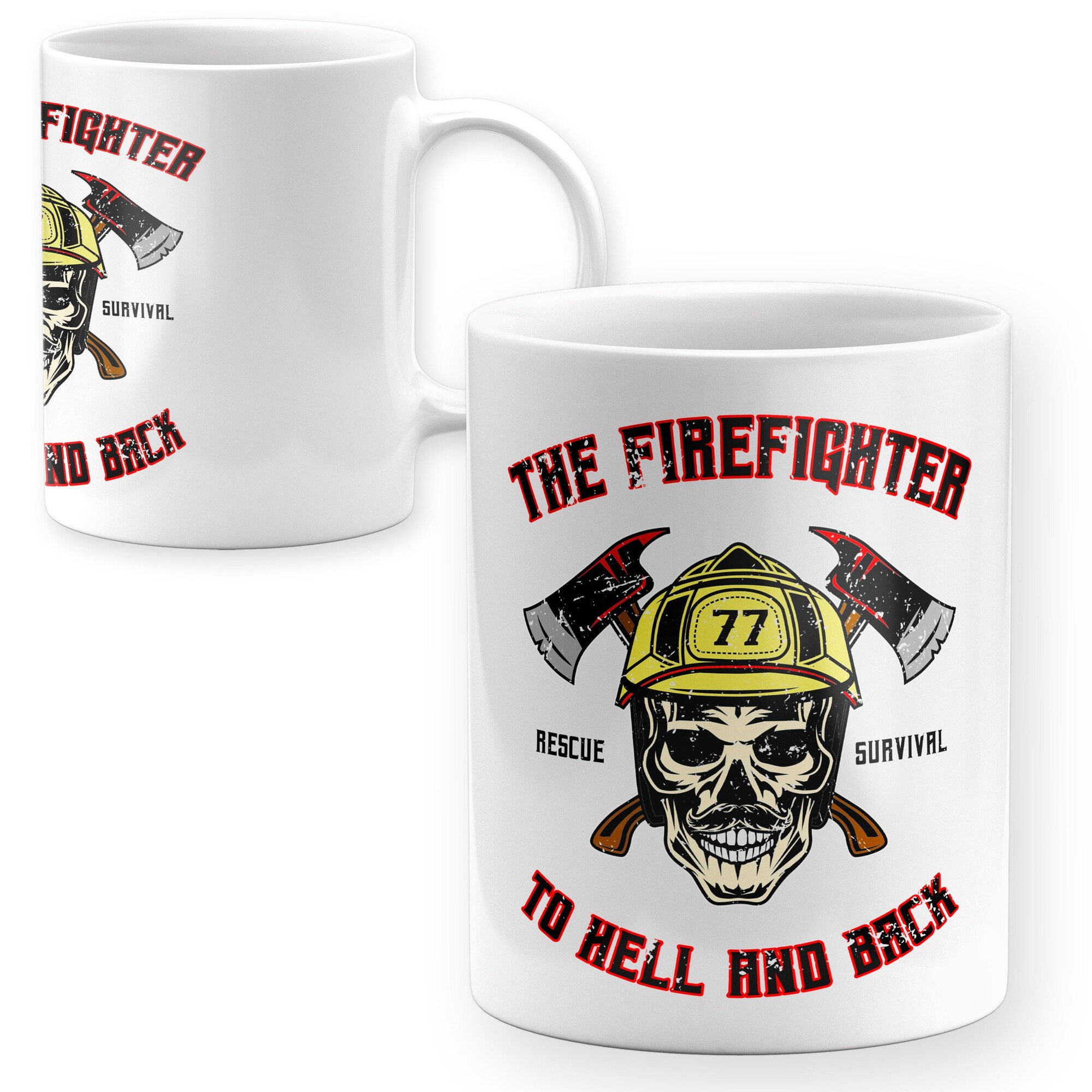 Tasse Feuerwehr Firefighter Skull Design Becher Totenkopf Rettungsdienst