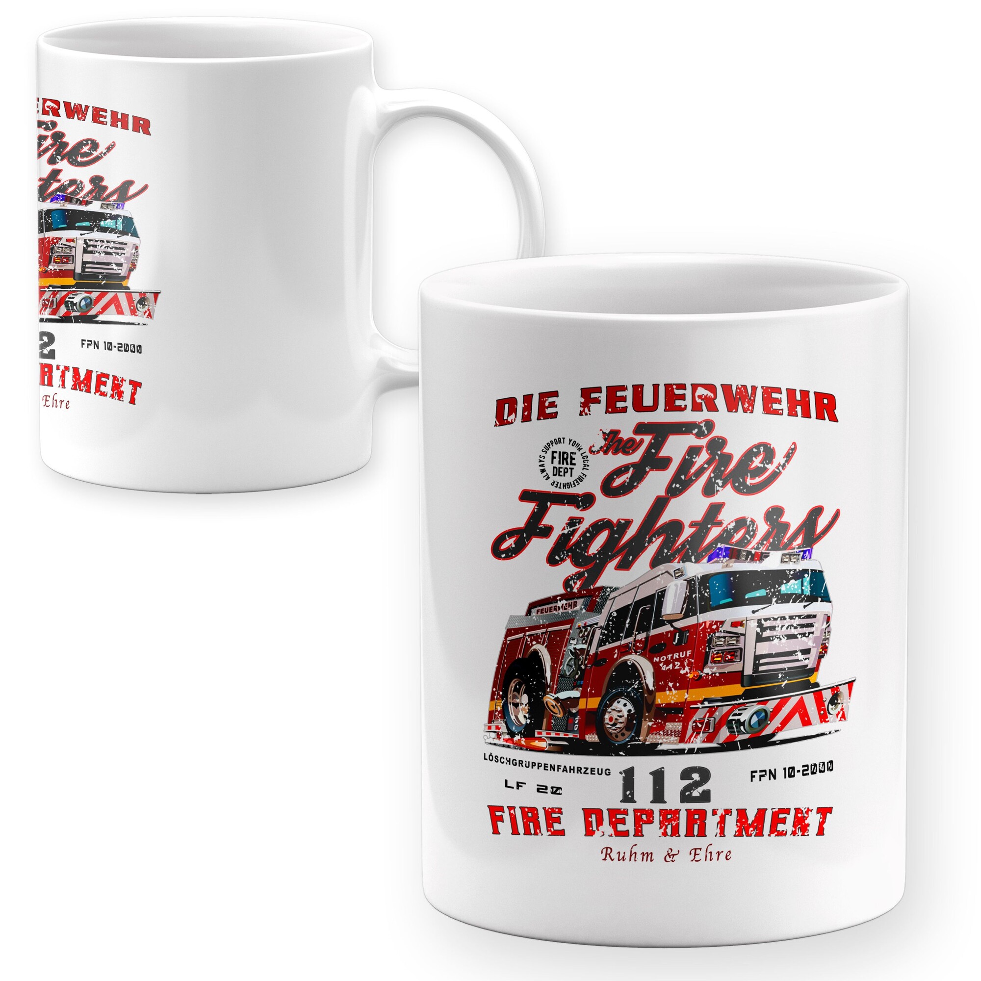 Tasse Feuerwehr Löschfahrzeug Design Becher Cartoon Firefighter Einsatzfahrzeug