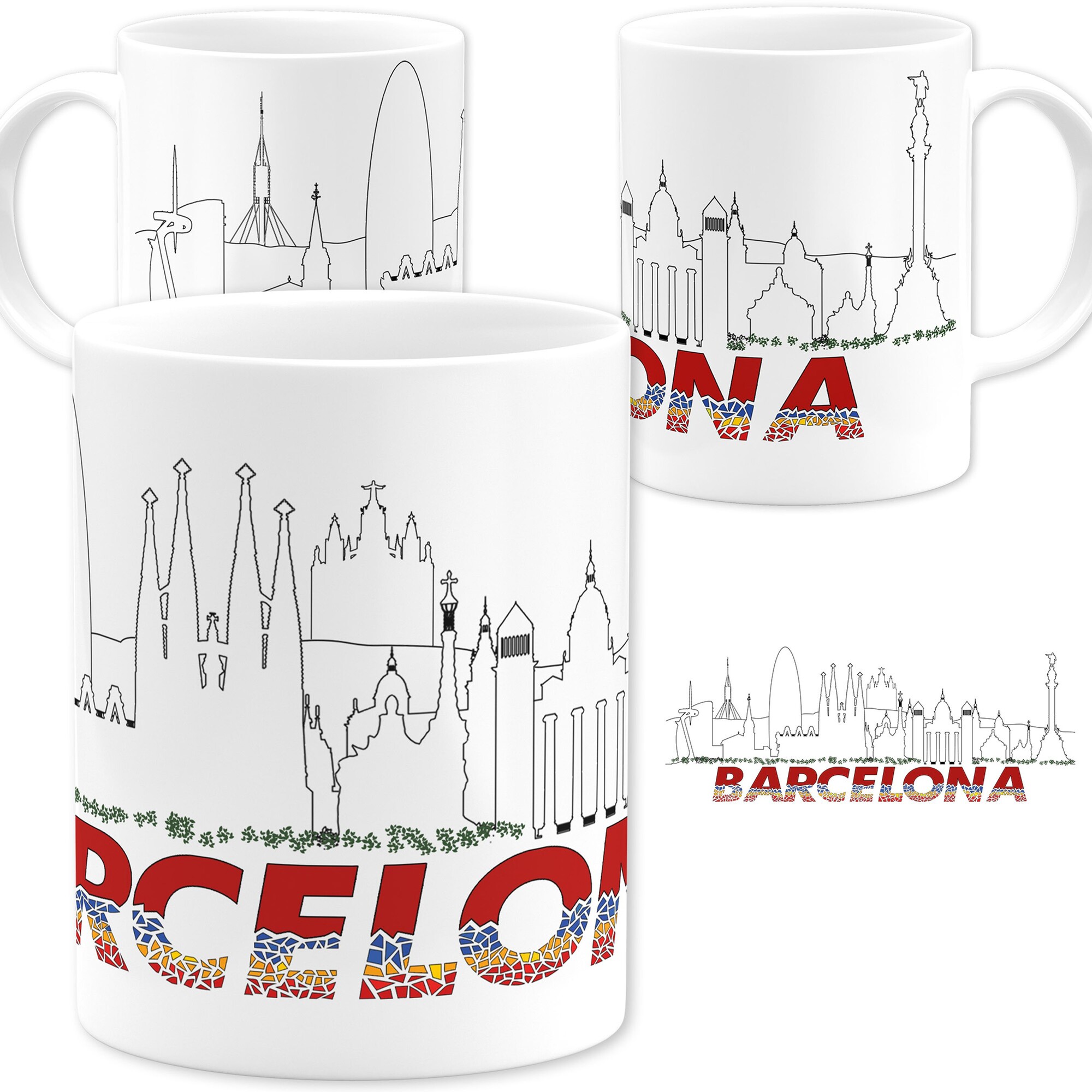 Tasse Barcelona Design Becher BCN Skyline Sagrada Familia Wahrzeichen