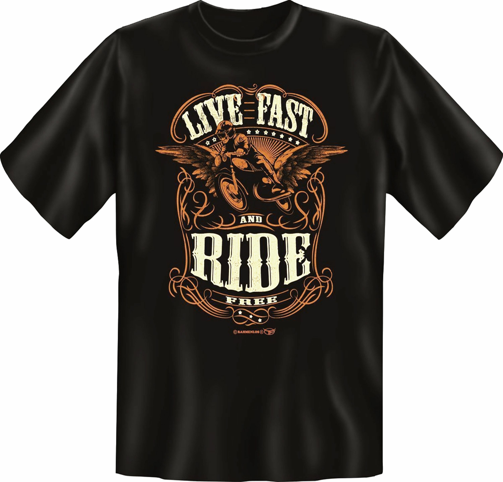 T-Shirt Live Fast And Ride Free Geschenk Motorrad Freiheit Fun Spaß Biker