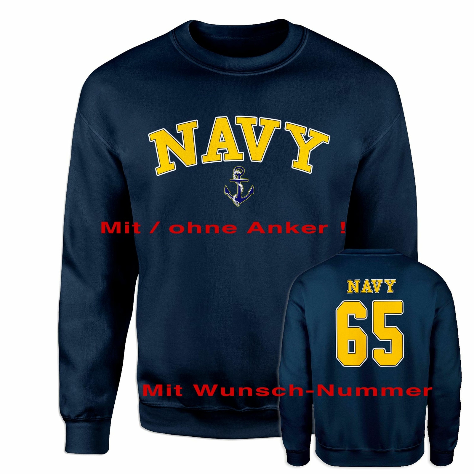 Sweatshirt US Navy Wunschnummer Sweater Marines Seal Military