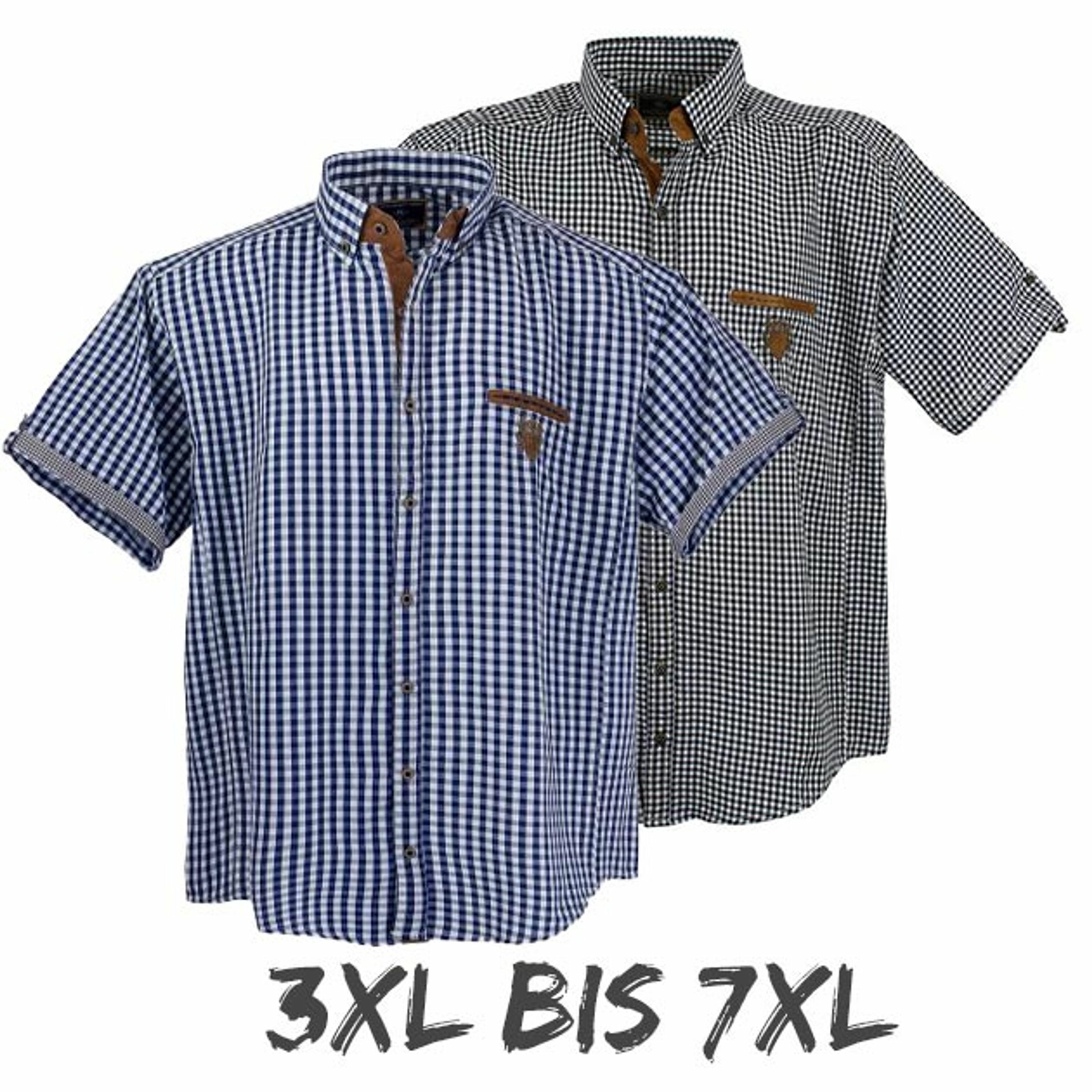 Lavecchia Kurzarmhemd Nr. 1129 Jeansblau-Weiß 3XL – Übergröße Einzelstück