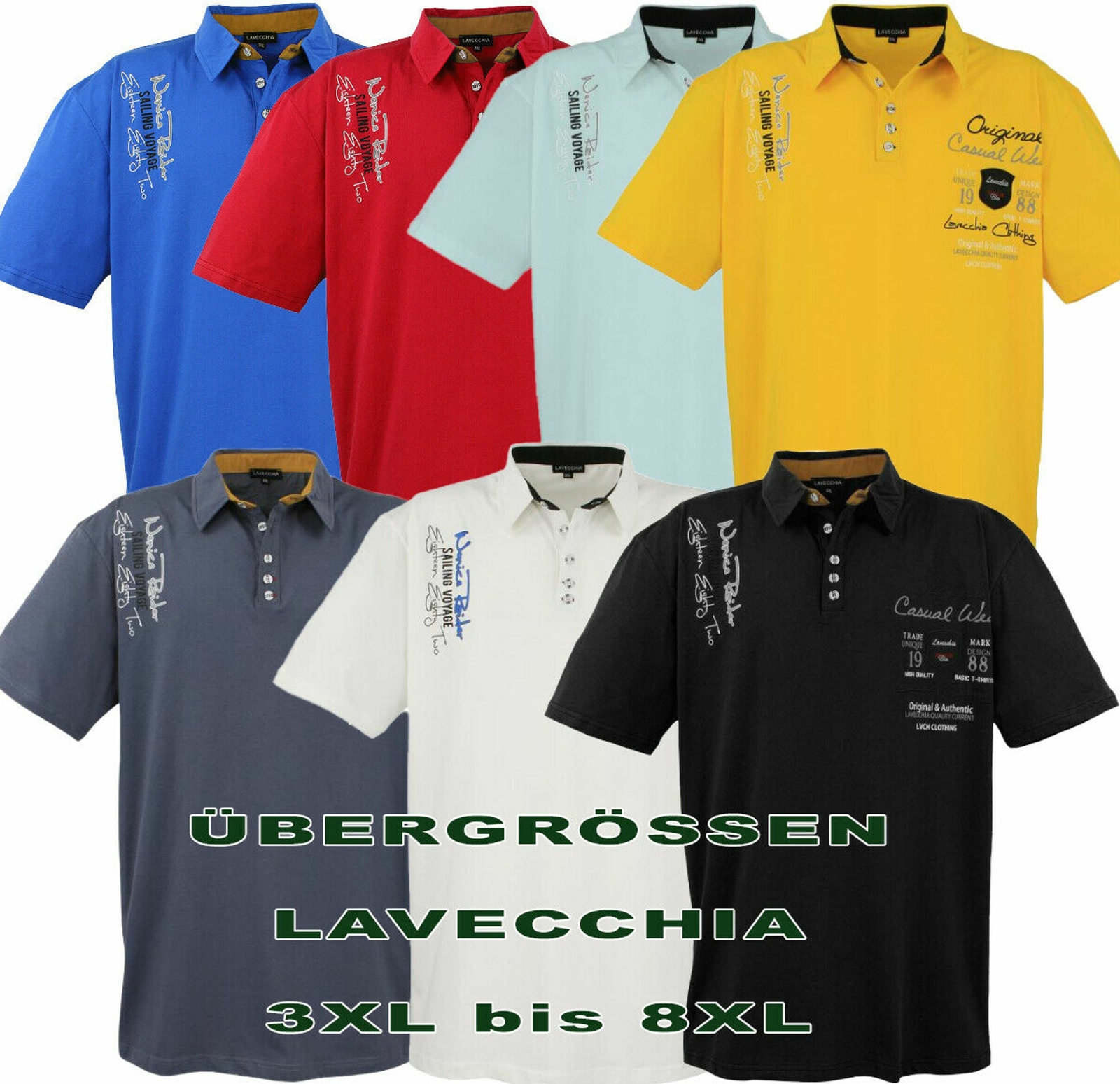 Lavecchia Poloshirt Nr. 610 Anthrazit 3XL – Übergröße, nur 2x verfügbar