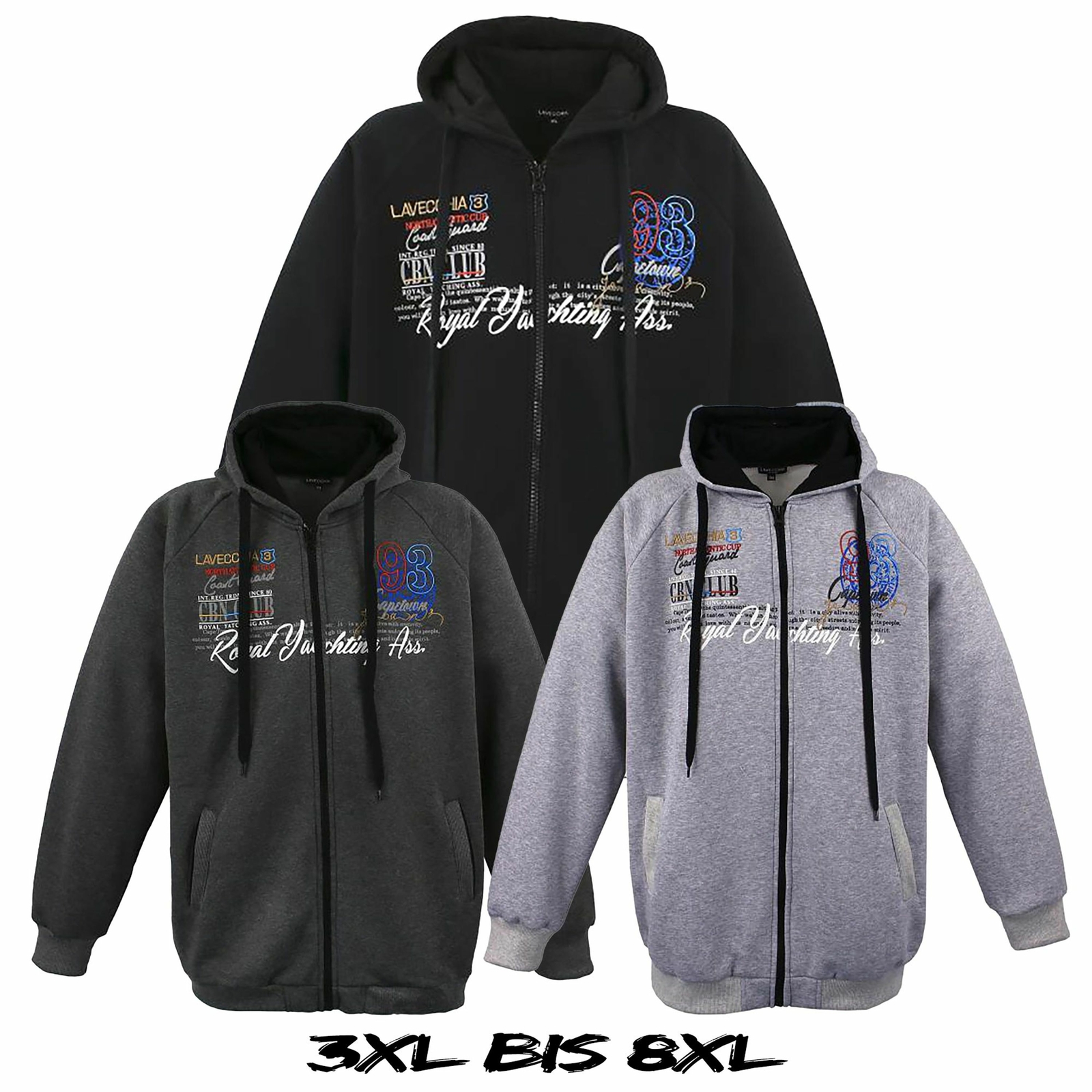 Lavecchia Sweatjacke Hoodie Nr. 612 Anthrazit 8XL – Übergröße Einzelstück