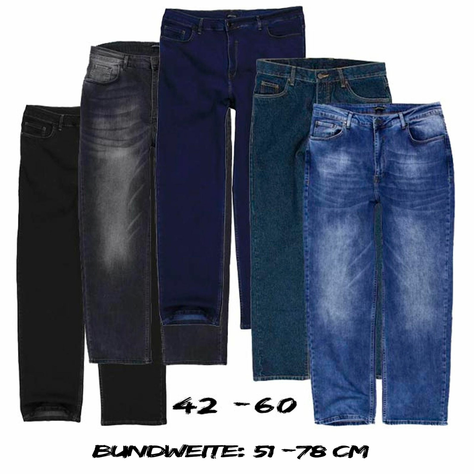 Lavecchia Stretch-Jeans Nr. 501 – Übergröße 50/30-56/30, Einzelstücke