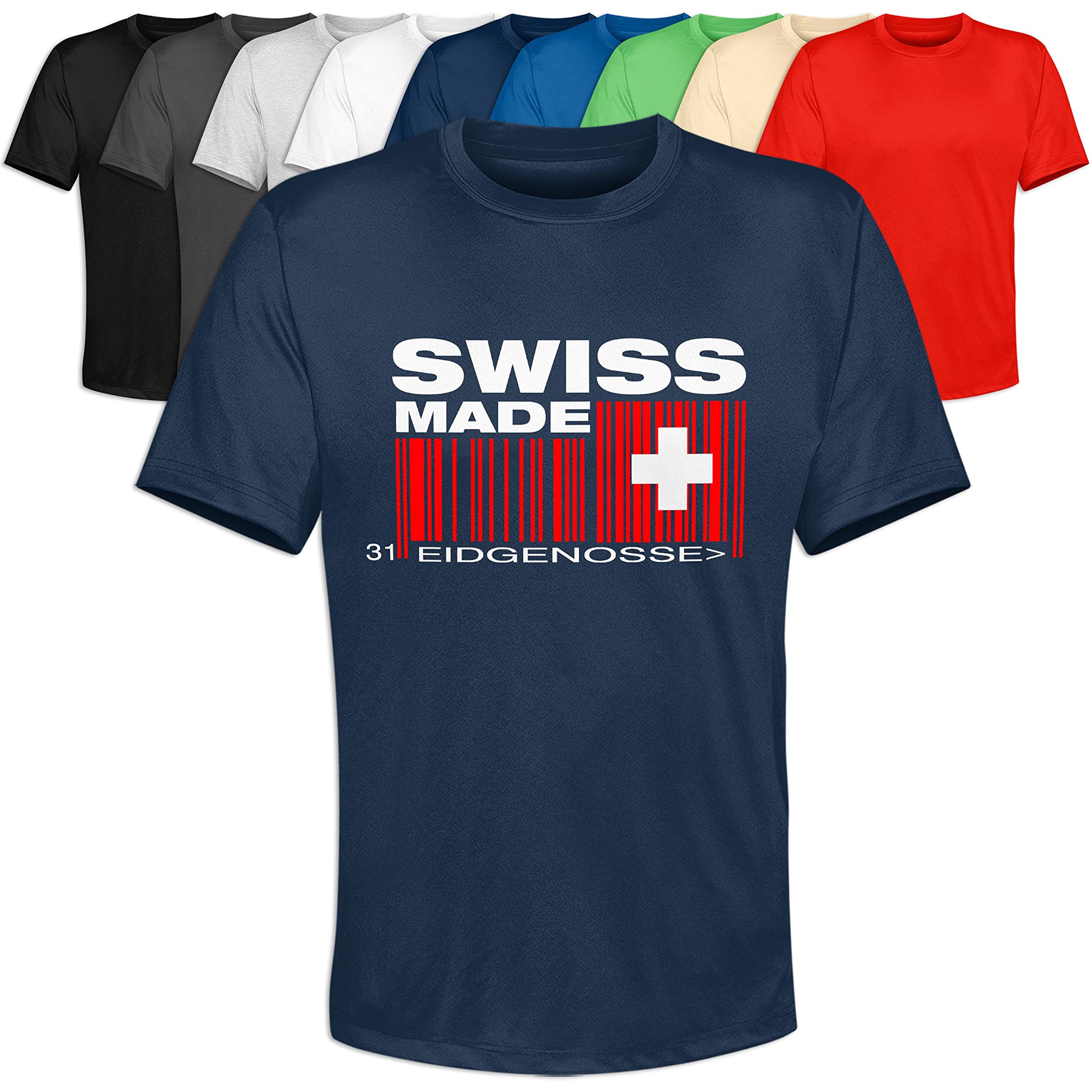 T-Shirt Schweiz Barcode Strichcode Eidgenosse bis 5XL